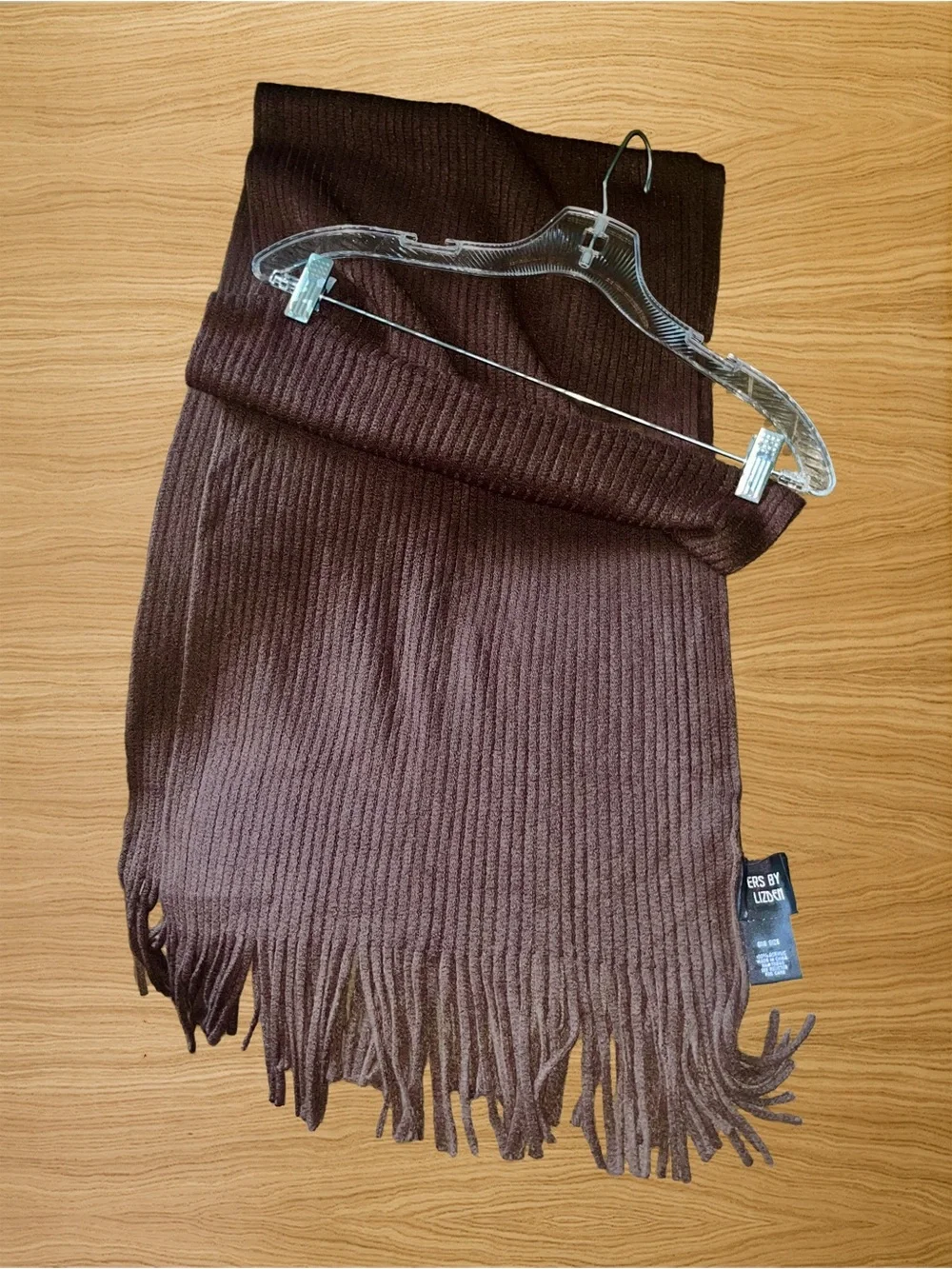 NWT Marvelush Layers by Lizden Brown Knit Fringe Scarf